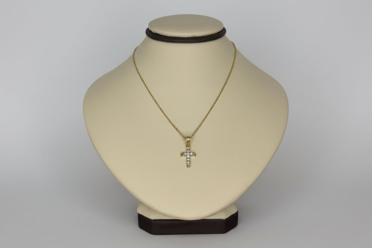 10KT Gold CZ Cross Necklace