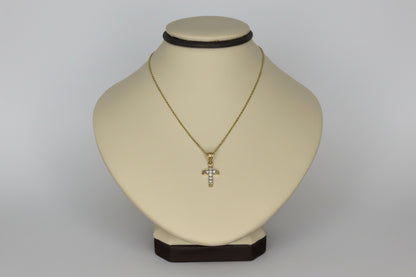 10KT Gold CZ Cross Necklace