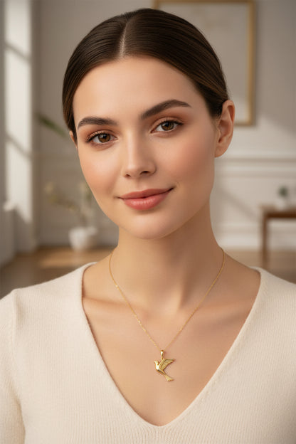 10KT Gold 0.01CTW Diamond Dove Necklace