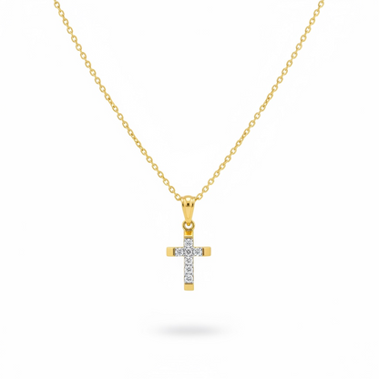 10KT Gold CZ Cross Necklace