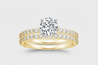 14k Yellow Gold LAB Round Bridal Set (Center Round DIAMOND 1.28CTR) Total 2.28CTW