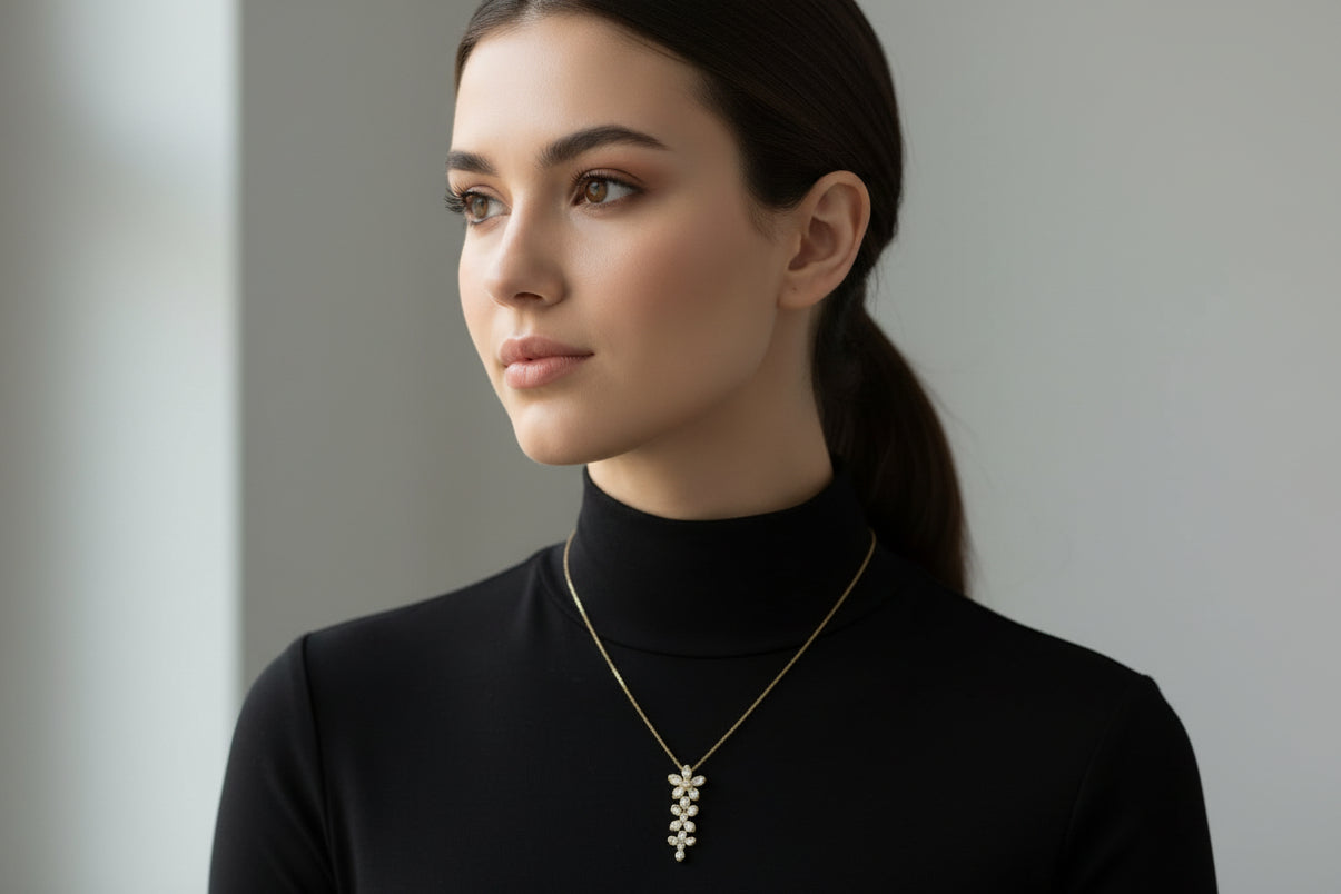 10KT Gold 0.50CTW Diamond Flower Necklace