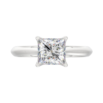 LADIES SOLITAIRE RING 2CT PRINCESS DIAMOND 14K WHITE GOLD
