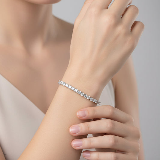 14K White Gold  Ladies LAB Round  DIAMOND  7CTW Bracelet