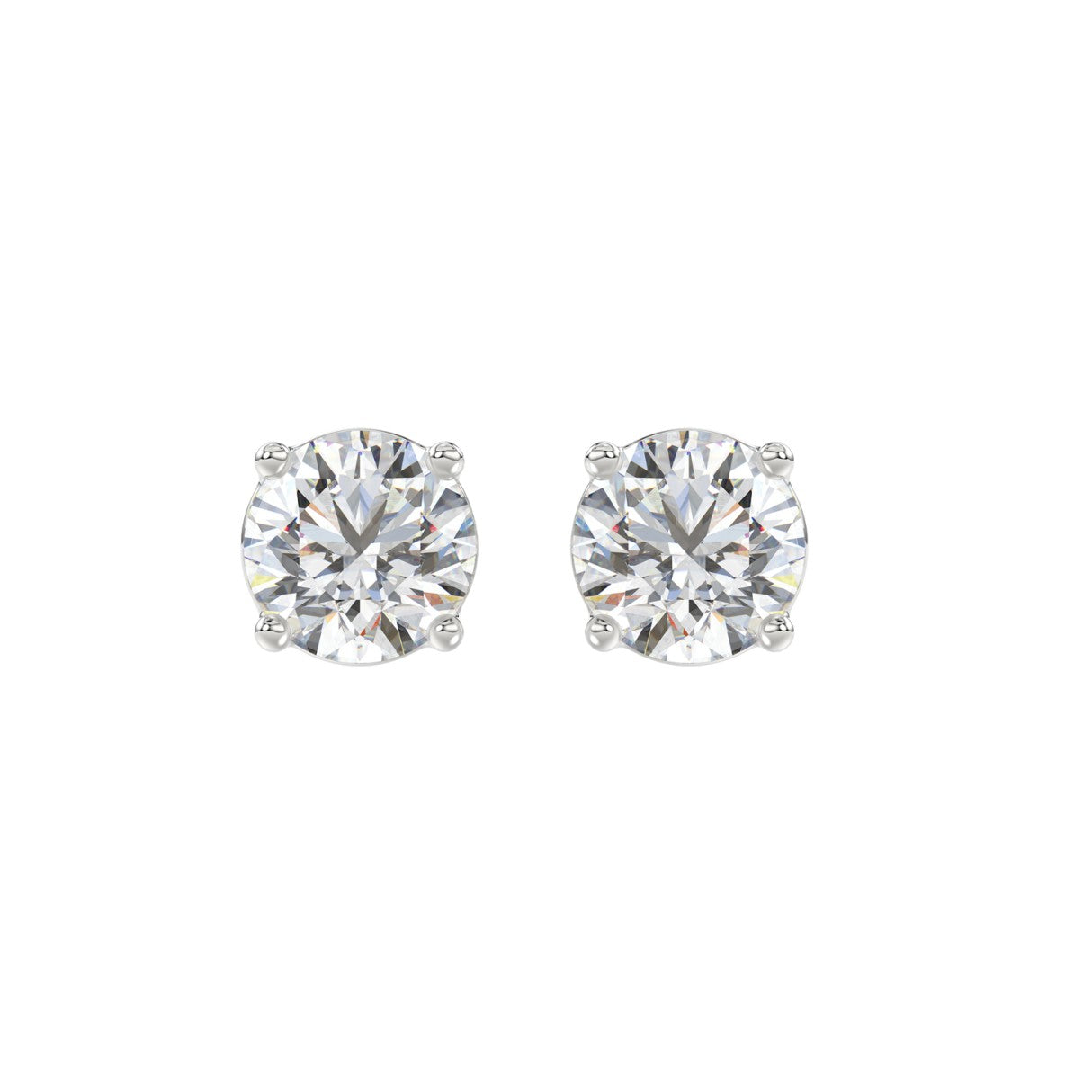 LADIES SOLITAIRE EARRINGS 3CT ROUND DIAMOND 14K WHITE GOLD (CENTER STONE ROUND DIAMOND 1 1/2CT)