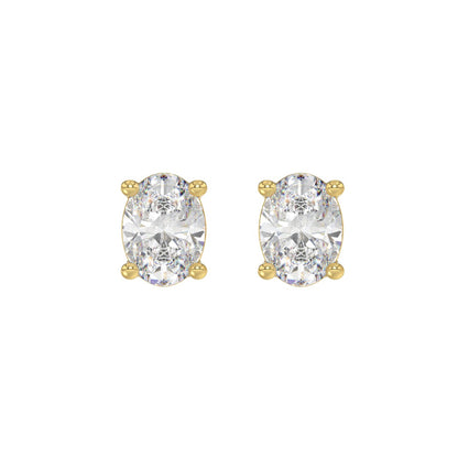 LADIES SOLITAIRE EARRINGS 3CT OVAL DIAMOND 14K YELLOW GOLD (CENTER STONE OVAL DIAMOND 1 1/2CT )