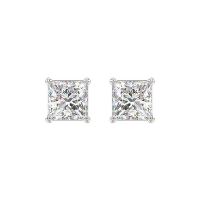 LADIES SOLITAIRE EARRINGS 3CT PRINCESS DIAMOND 14K WHITE GOLD