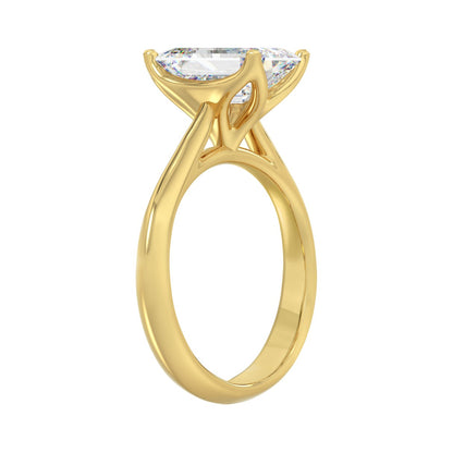 LADIES SOLITAIRE RING 3CT EMERALD DIAMOND 14K YELLOW GOLD (CENTER STONE EMERALD DIAMOND 3CT )