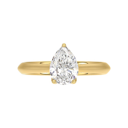LADIES SOLITAIRE RING 1 1/2CT PEAR DIAMOND 14K YELLOW GOLD