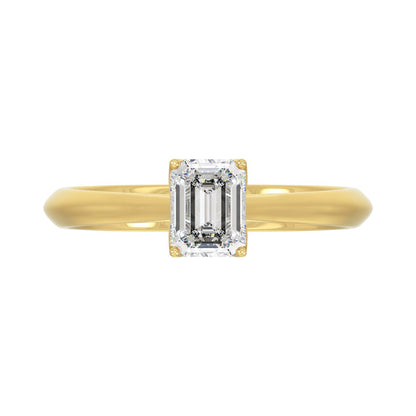 LADIES SOLITAIRE RING 1CT EMERALD DIAMOND 14K YELLOW GOLD