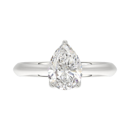 LADIES SOLITAIRE RING 2CT PEAR DIAMOND 14K WHITE GOLD