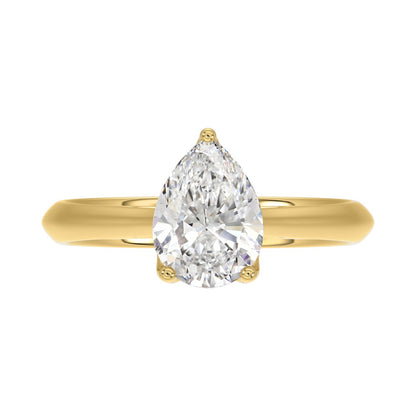 LADIES SOLITAIRE RING 2CT PEAR DIAMOND 14K YELLOW GOLD