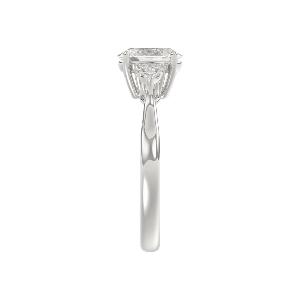 LADIES RING 1 1/8CT ROUND/OVAL DIAMOND 14K WHITE GOLD (CENTER STONE OVAL DIAMOND 1CT )