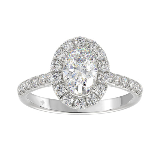 LADIES RING 1 1/2CT ROUND/OVAL DIAMOND 14K WHITE GOLD (CENTER STONE OVAL DIAMOND 1CT)