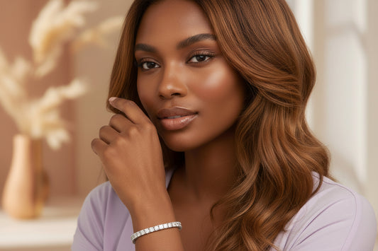 14K WHITE GOLD LAB ROUND DIAMOND 3CT LADIES BRACELET