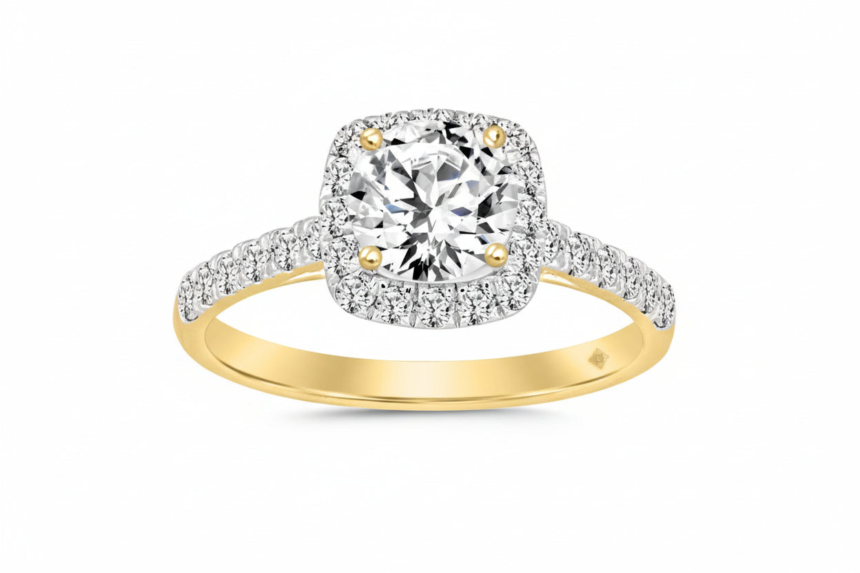 LADIES RING 1 1/2CT ROUND DIAMOND 14K YELLOW GOLD (CENTER STONE ROUND DIAMOND 1CT)