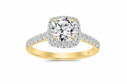 LADIES RING 1 1/2CT ROUND DIAMOND 14K YELLOW GOLD (CENTER STONE ROUND DIAMOND 1CT)