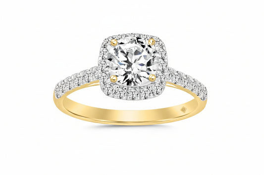 LADIES RING 1 1/2CT ROUND DIAMOND 14K YELLOW GOLD (CENTER STONE ROUND DIAMOND 1CT)
