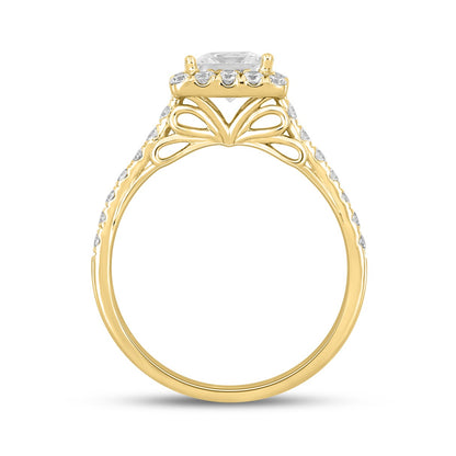 LADIES RING 1 1/2CT ROUND/PRINCESS DIAMOND 14K YELLOW GOLD (CENTER STONE PRINCESS DIAMOND 1CT)