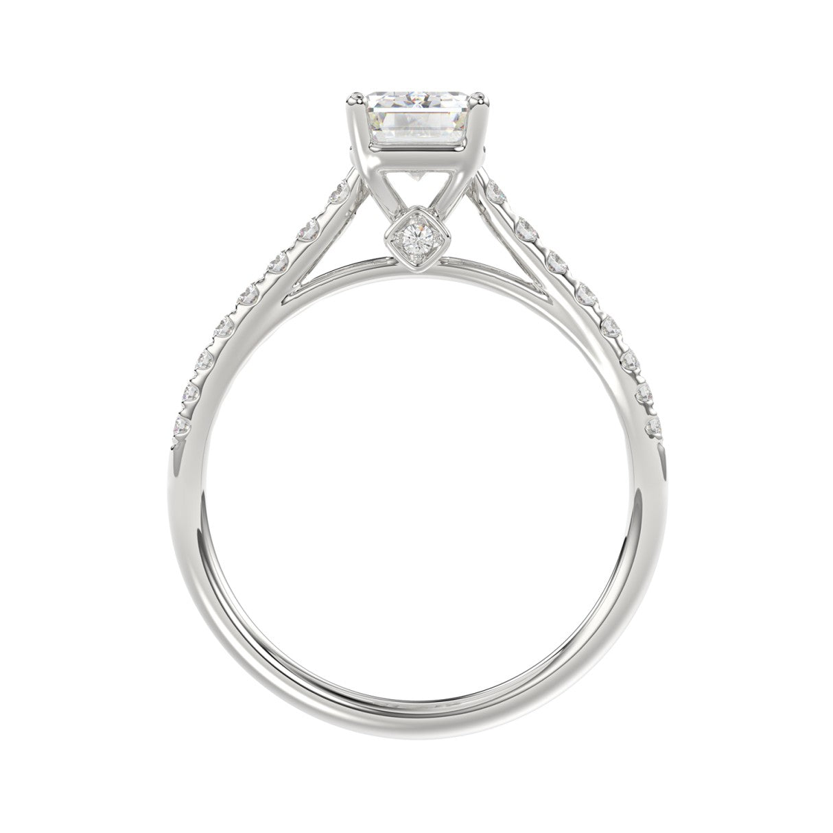 LADIES RING 1 3/4CT ROUND/EMERALD DIAMOND 14K WHITE GOLD (CENTER STONE EMERALD DIAMOND 1 1/2CT )