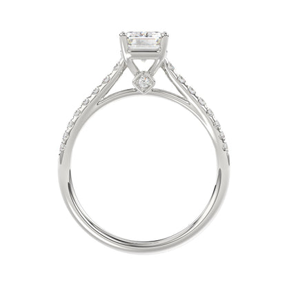LADIES RING 1 3/4CT ROUND/EMERALD DIAMOND 14K WHITE GOLD (CENTER STONE EMERALD DIAMOND 1 1/2CT )