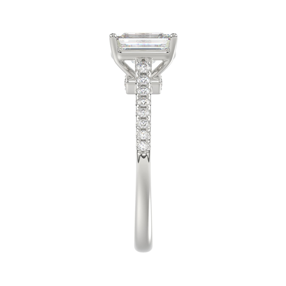 LADIES RING 1 3/4CT ROUND/EMERALD DIAMOND 14K WHITE GOLD (CENTER STONE EMERALD DIAMOND 1 1/2CT )