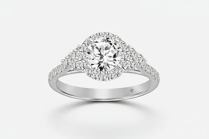 LADIES RING 1 1/2CT ROUND DIAMOND 14K WHITE GOLD (CENTER STONE ROUND DIAMOND 1CT)