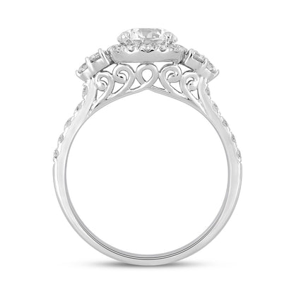 LADIES RING 1 1/2CT ROUND DIAMOND 14K WHITE GOLD (CENTER STONE ROUND DIAMOND 1CT)