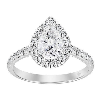LADIES RING 1 3/4CT ROUND/PEAR DIAMOND 14K WHITE GOLD (CENTER STONE PEAR DIAMOND 1CT)