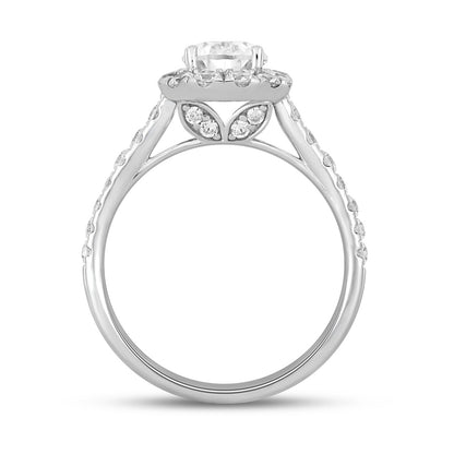 LADIES RING 1 3/4CT ROUND/PEAR DIAMOND 14K WHITE GOLD (CENTER STONE PEAR DIAMOND 1CT)