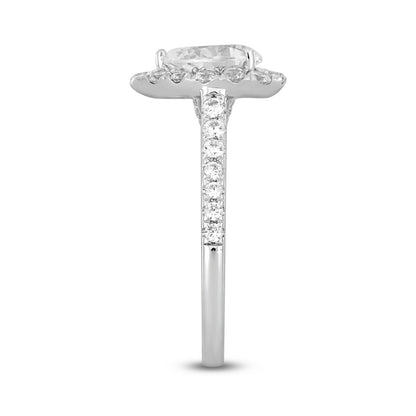 LADIES RING 1 3/4CT ROUND/PEAR DIAMOND 14K WHITE GOLD (CENTER STONE PEAR DIAMOND 1CT)