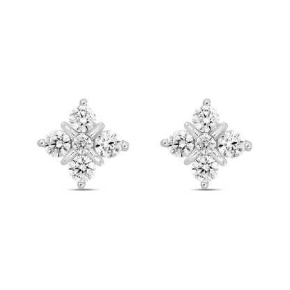 14K WHITE GOLD 1 1/2CT ROUND DIAMOND LADIES EARRINGS 