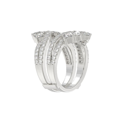 LADIES WRAP RING 2 1/2CT ROUND/PRINCESS/PEAR DIAMOND 14K WHITE GOLD