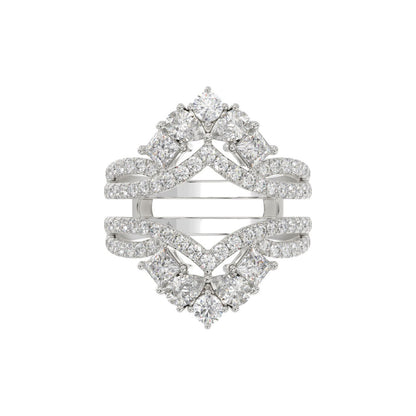 LADIES WRAP RING 2 1/2CT ROUND/PRINCESS/PEAR DIAMOND 14K WHITE GOLD