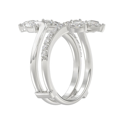 14K WHITE GOLD 1 1/4CT ROUND/PEAR DIAMOND LADIES WRAP RING