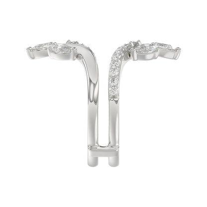 14K WHITE GOLD 1 1/4CT ROUND/PEAR DIAMOND LADIES WRAP RING