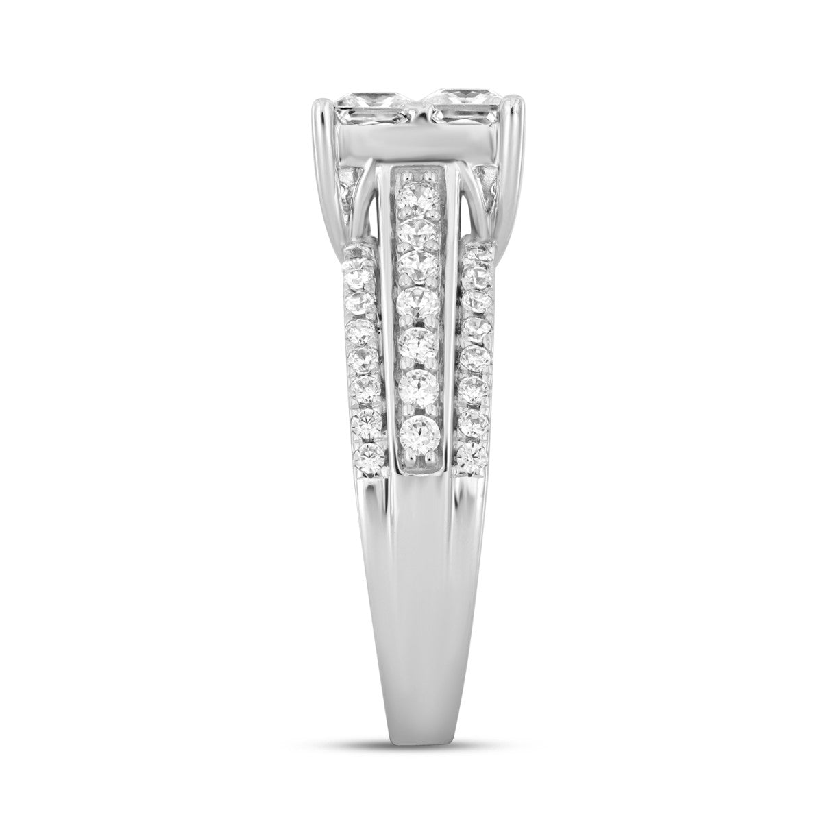 LADIES RING 1 1/2CT ROUND/PRINCESS DIAMOND 14K WHITE GOLD