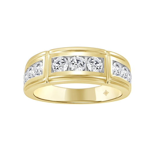 MEN'S RING 1 1/2CT ROUND DIAMOND 14K YELLOW GOLD