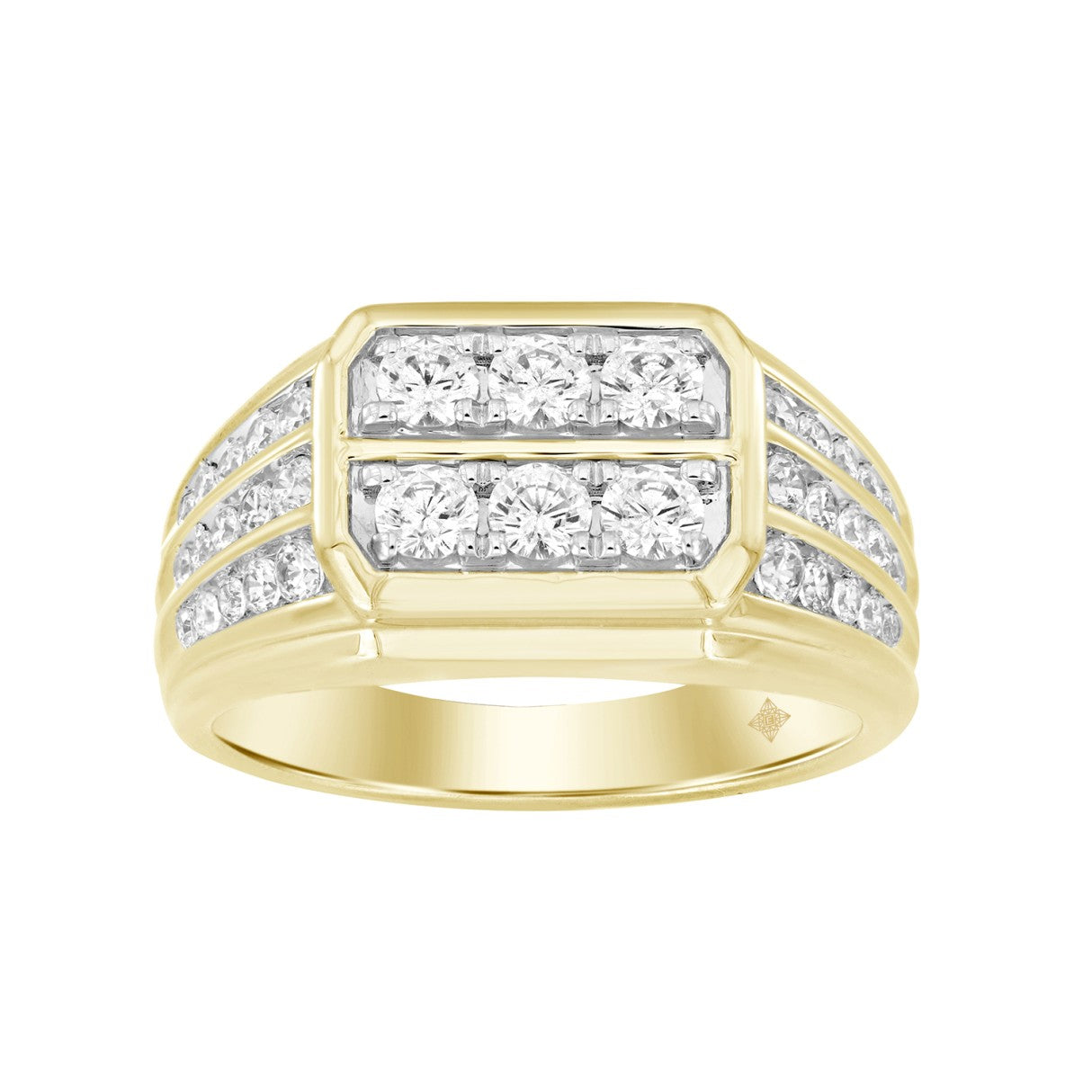 MEN'S RING 1 1/4CT ROUND DIAMOND 14K YELLOW GOLD