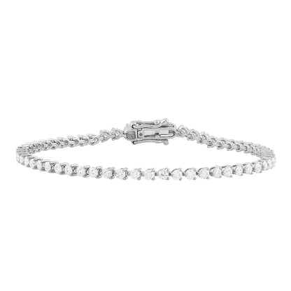 14k White Gold LAB Round DIAMOND 3CTW Bracelet