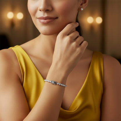 14k White Gold LAB Round DIAMOND 3CTW Bracelet