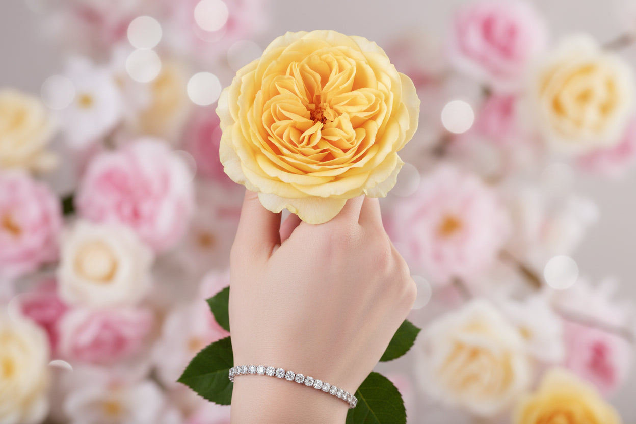 14k White Gold LAB Round DIAMOND 5CTW Bracelet