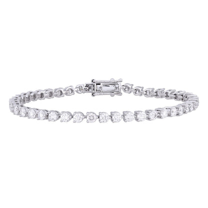 14k White Gold LAB Round DIAMOND 5CTW Bracelet
