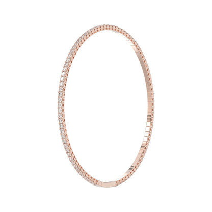 LADIES FLEXIBLE BANGLE 5 1/3CT ROUND DIAMOND 14K ROSE GOLD 