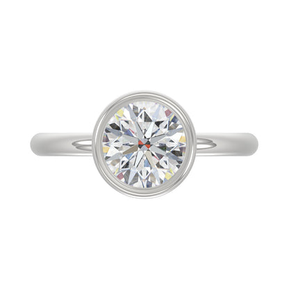 LADIES SOLITAIRE RING 2CT ROUND DIAMOND 14K WHITE GOLD (CENTER STONE ROUND DIAMOND 2CT )