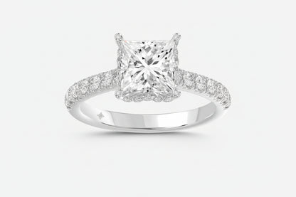 LADIES RING 2 1/2CT ROUND/PRINCESS DIAMOND 14K WHITE GOLD (CENTER STONE PRINCESS DIAMOND 2CT )