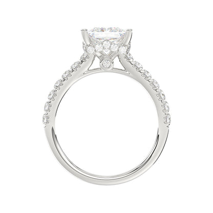LADIES RING 2 1/2CT ROUND/PRINCESS DIAMOND 14K WHITE GOLD (CENTER STONE PRINCESS DIAMOND 2CT )