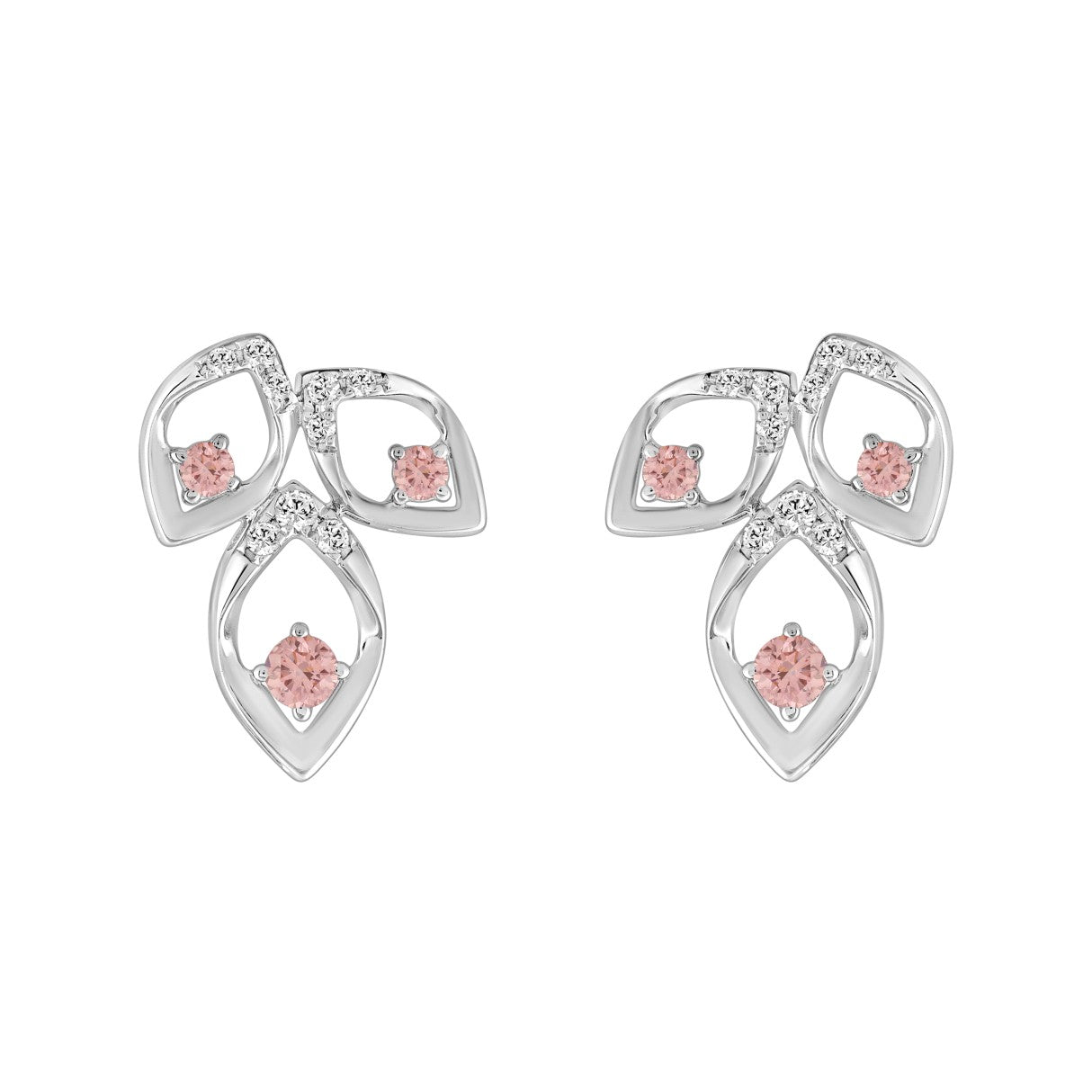 LADIES EARRINGS 1/2CT ROUND DIAMOND 14K WHITE GOLD (CENTER STONE ROUND DIAMOND 1/3CT )