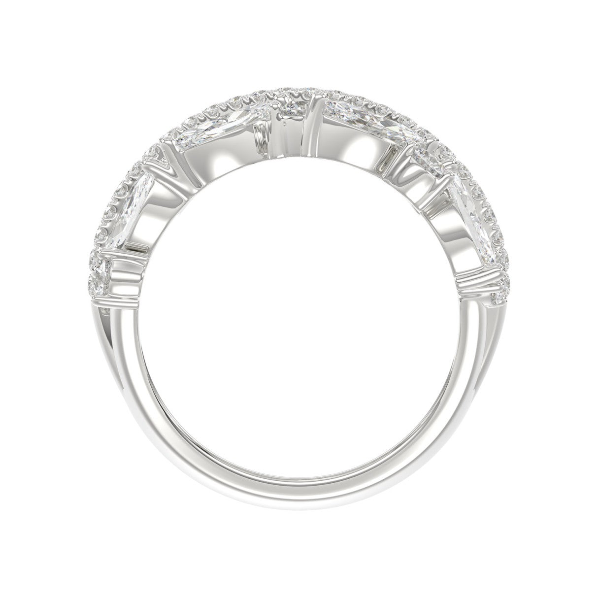 This is a diamond 14k cluster Ladies 2CT Ring featuring Marquise-shaped and round-cut diamonds in a leaf or floral motif set in white gold (Color F-G  Clarity VS1/VS2)