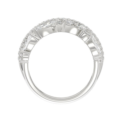 This is a diamond 14k cluster Ladies 2CT Ring featuring Marquise-shaped and round-cut diamonds in a leaf or floral motif set in white gold (Color F-G  Clarity VS1/VS2)